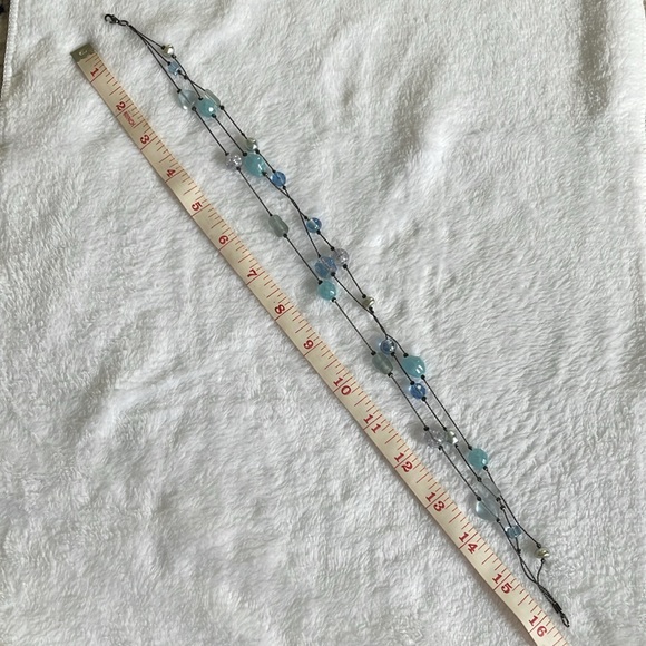 Necklace (3 Strands) Blue Tones on Black - Picture 4 of 4